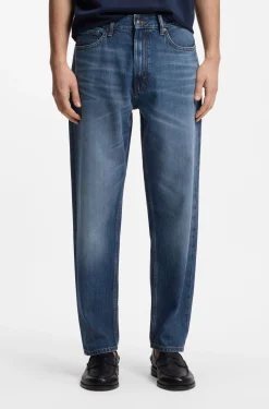 Relaxed Tapered-Fit Jeans aus blauem Denim