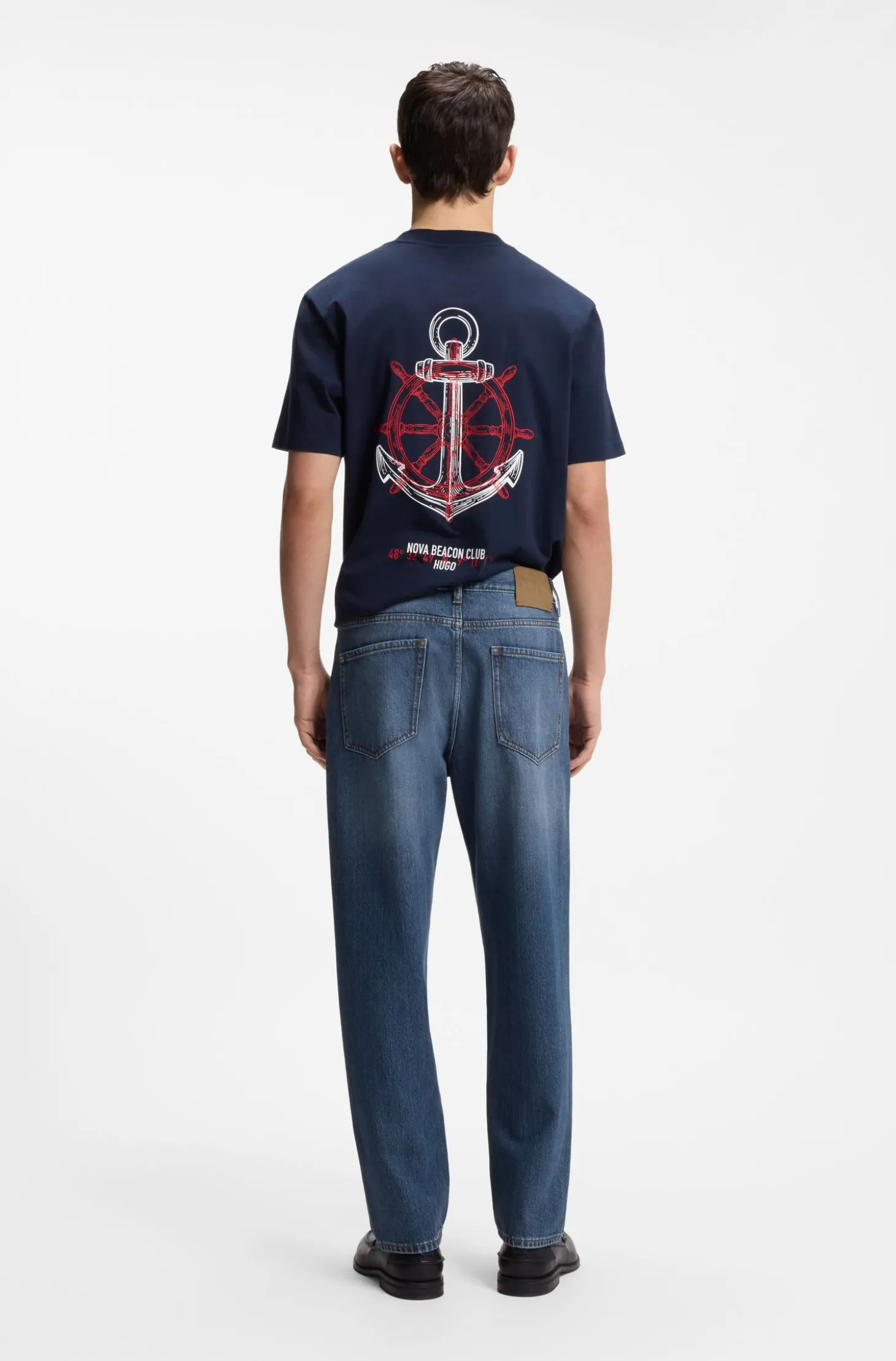Relaxed Tapered-Fit Jeans aus blauem Denim