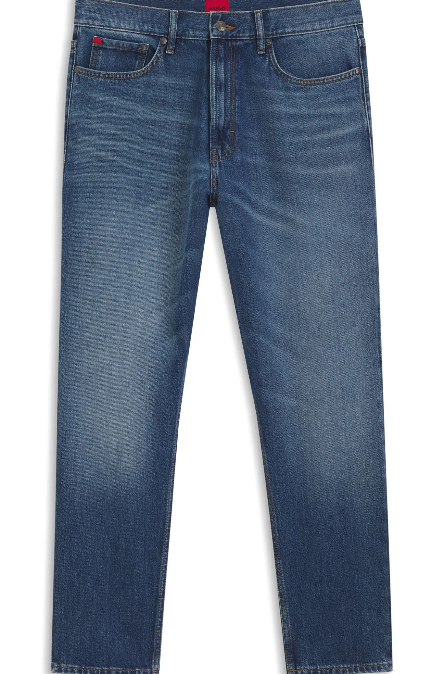 Relaxed Tapered-Fit Jeans aus blauem Denim