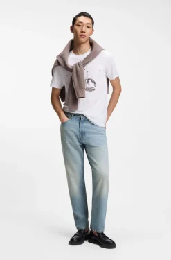 Relaxed Tapered-Fit Jeans aus hellblauem Denim