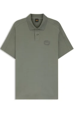 Relaxtes Poloshirt aus Interlock-Baumwolle mit Logo-Artwork