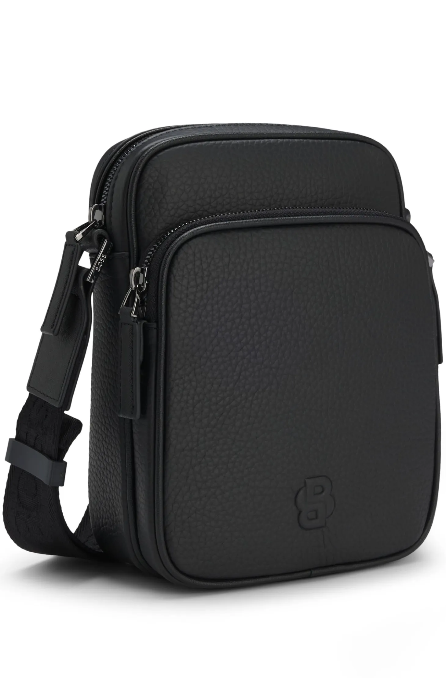 Reporter-Tasche aus italienischem Leder mit Double-B-Monogramm