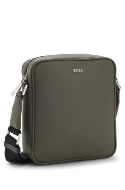 Reporter-Tasche mit silberfarbenem Logo-Schriftzug