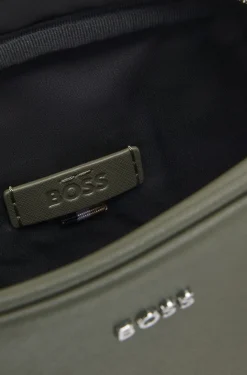 Reporter-Tasche mit silberfarbenem Logo-Schriftzug