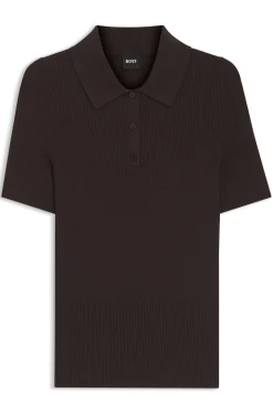 Rippenstrick-Poloshirt aus atmungsaktivem Gewebe
