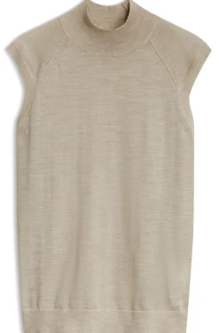 Ärmelloser Pullover aus Merinowolle mit Stehkragen