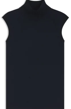 Ärmelloser Pullover aus Merinowolle mit Stehkragen