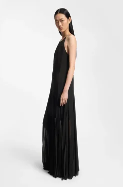 Ärmelloses Kleid mit Plissee-Rockeinsätzen