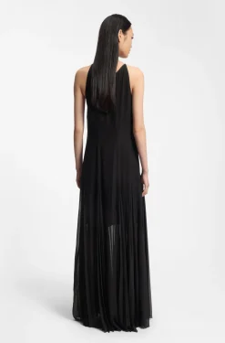 Ärmelloses Kleid mit Plissee-Rockeinsätzen