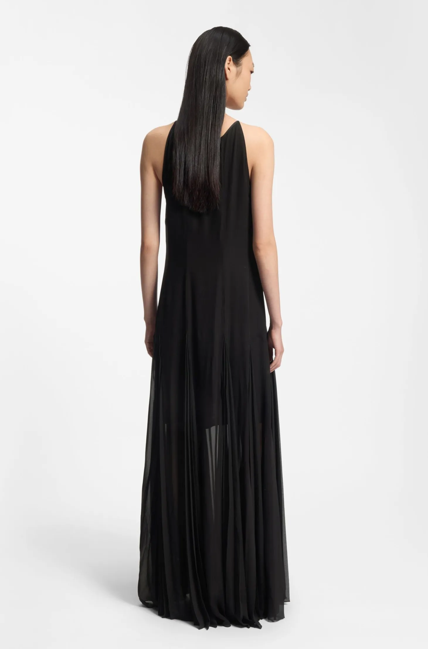 Ärmelloses Kleid mit Plissee-Rockeinsätzen