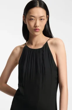 Ärmelloses Kleid mit Plissee-Rockeinsätzen