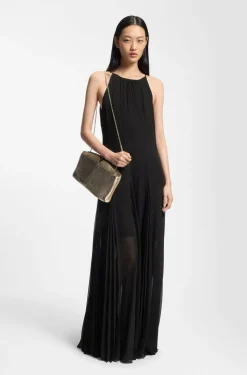 Ärmelloses Kleid mit Plissee-Rockeinsätzen