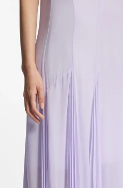 Ärmelloses Kleid mit Plissee-Rockeinsätzen