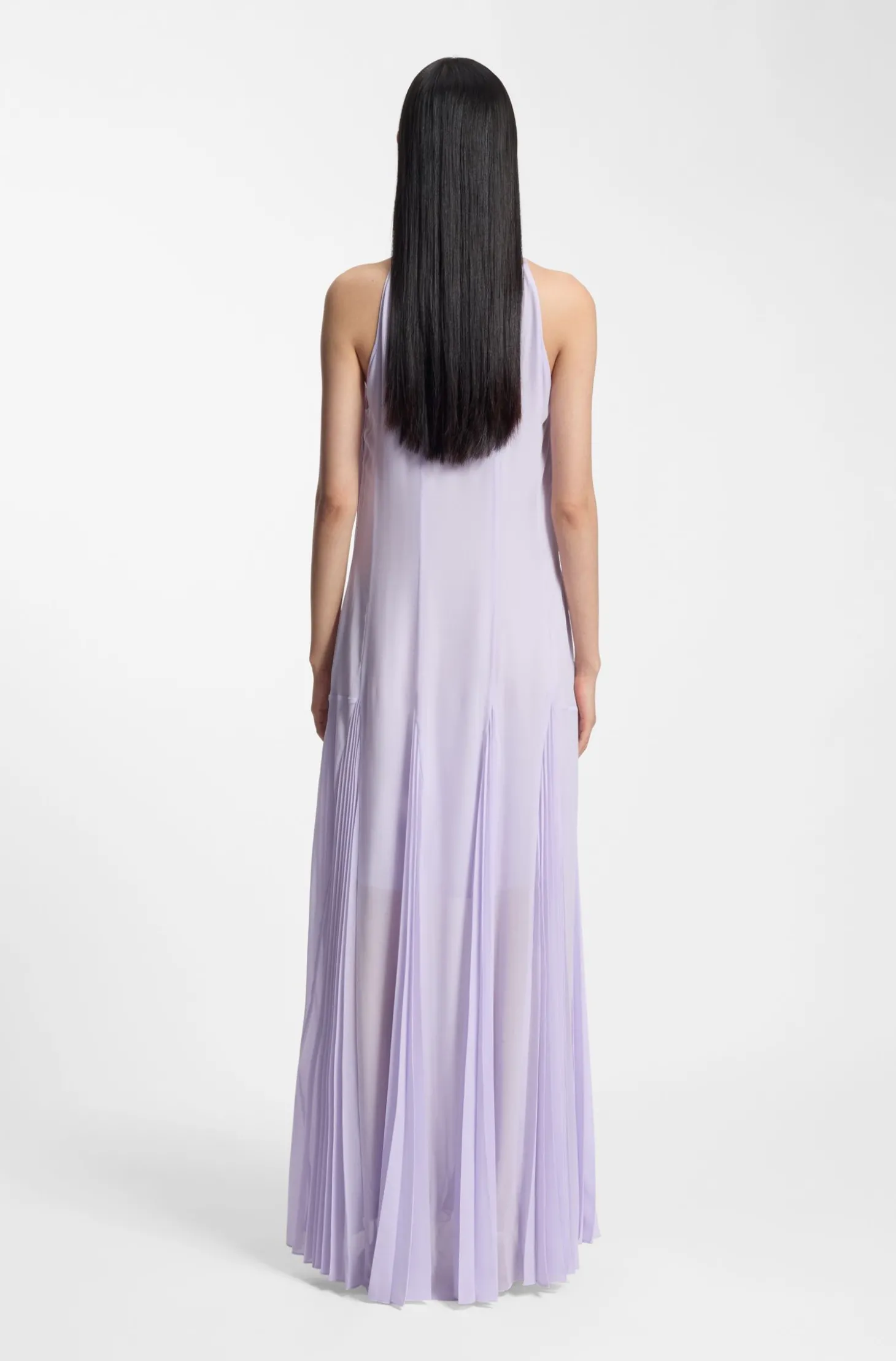 Ärmelloses Kleid mit Plissee-Rockeinsätzen