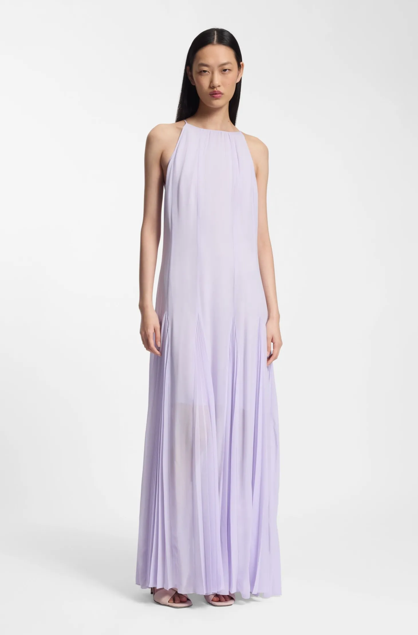 Ärmelloses Kleid mit Plissee-Rockeinsätzen