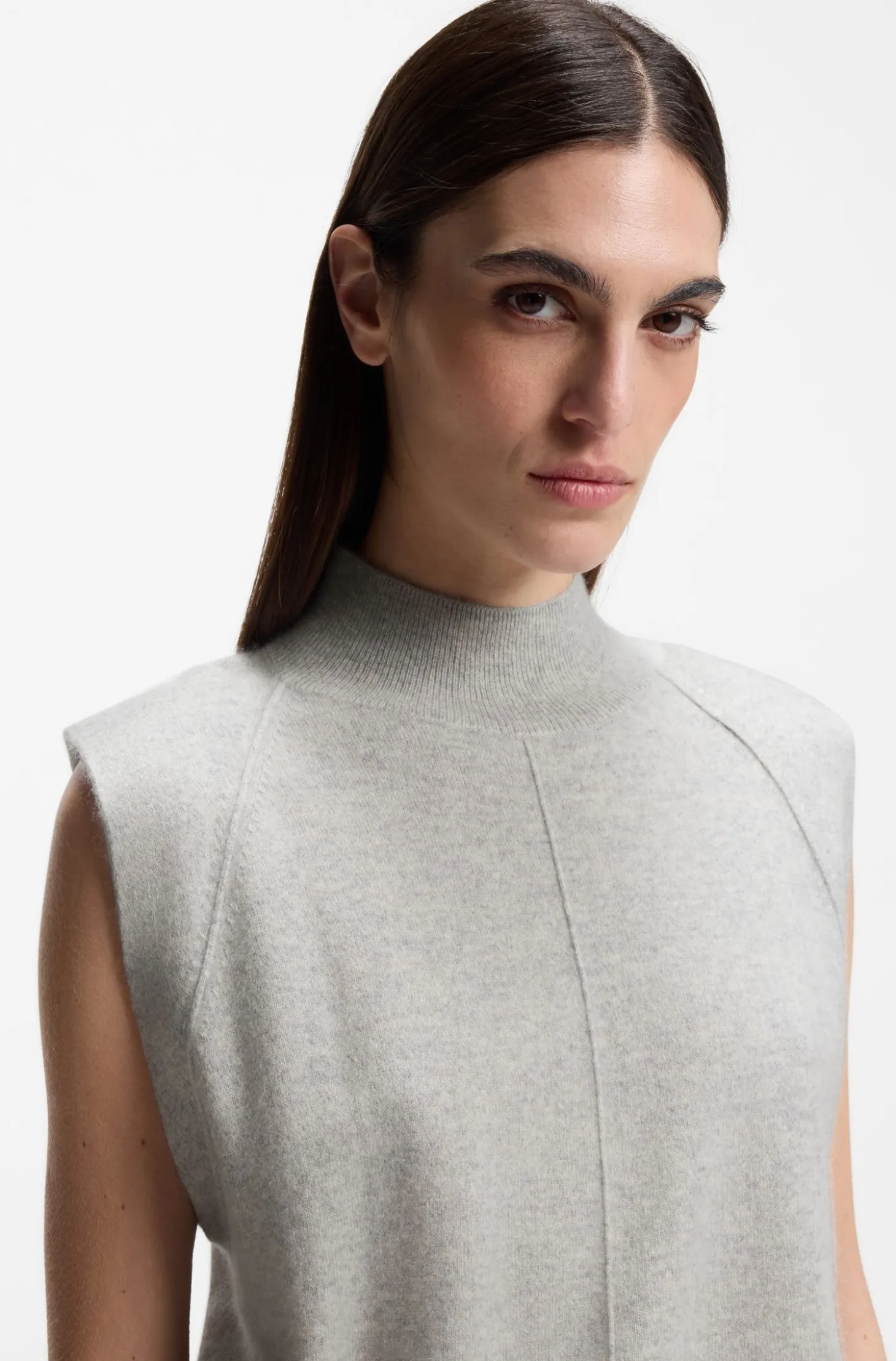 Ärmelloses Stricktop aus Kaschmir mit Schulter-Patches