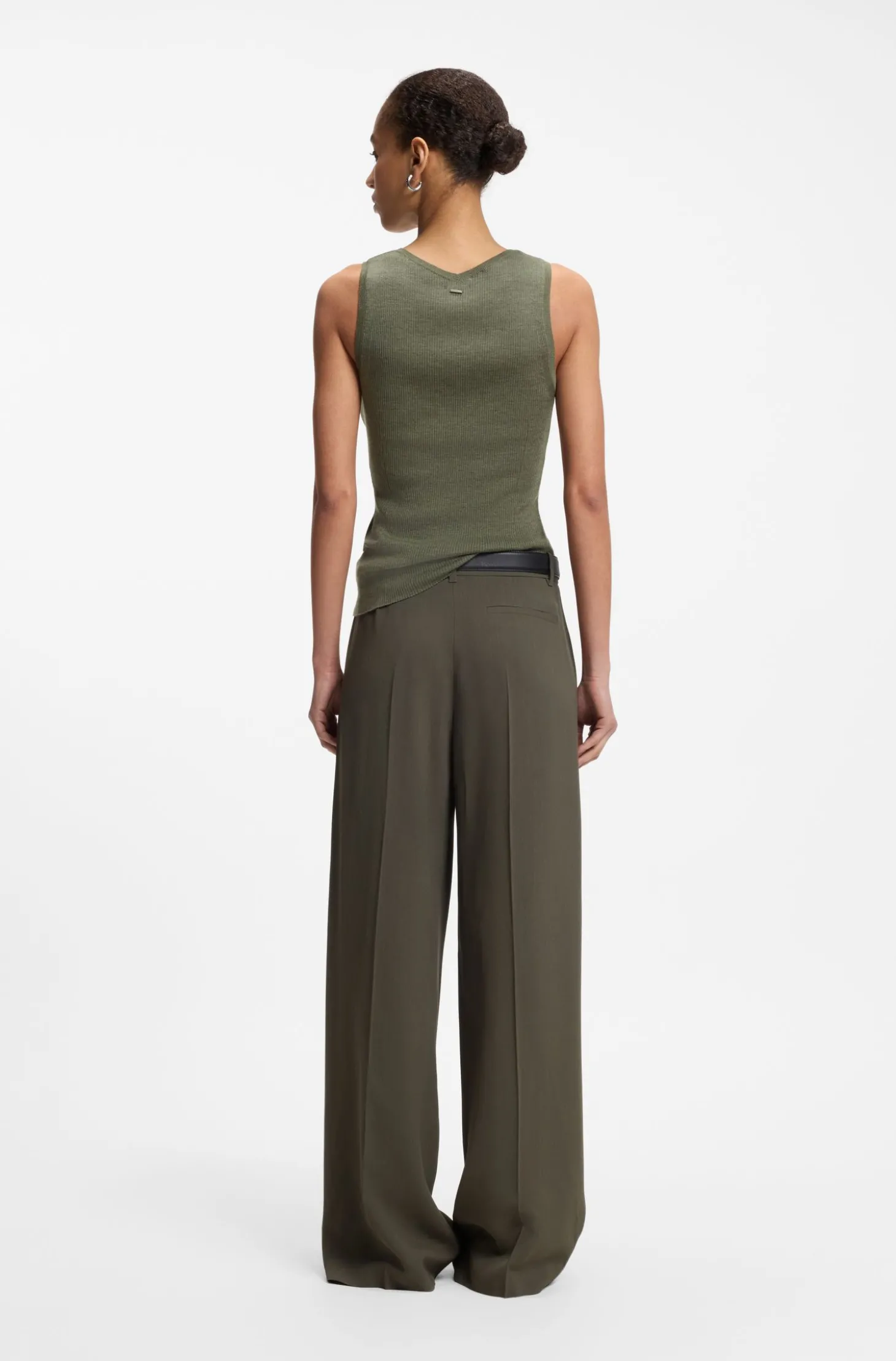 Ärmelloses Stricktop aus Merinowolle mit Ripp-Struktur