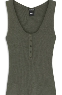 Ärmelloses Stricktop aus Merinowolle mit Ripp-Struktur