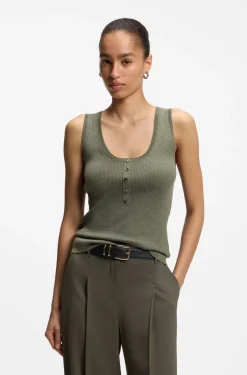 Ärmelloses Stricktop aus Merinowolle mit Ripp-Struktur