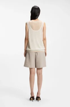 Ärmelloses Top aus Leinen und Baumwolle mit Lagen-Design