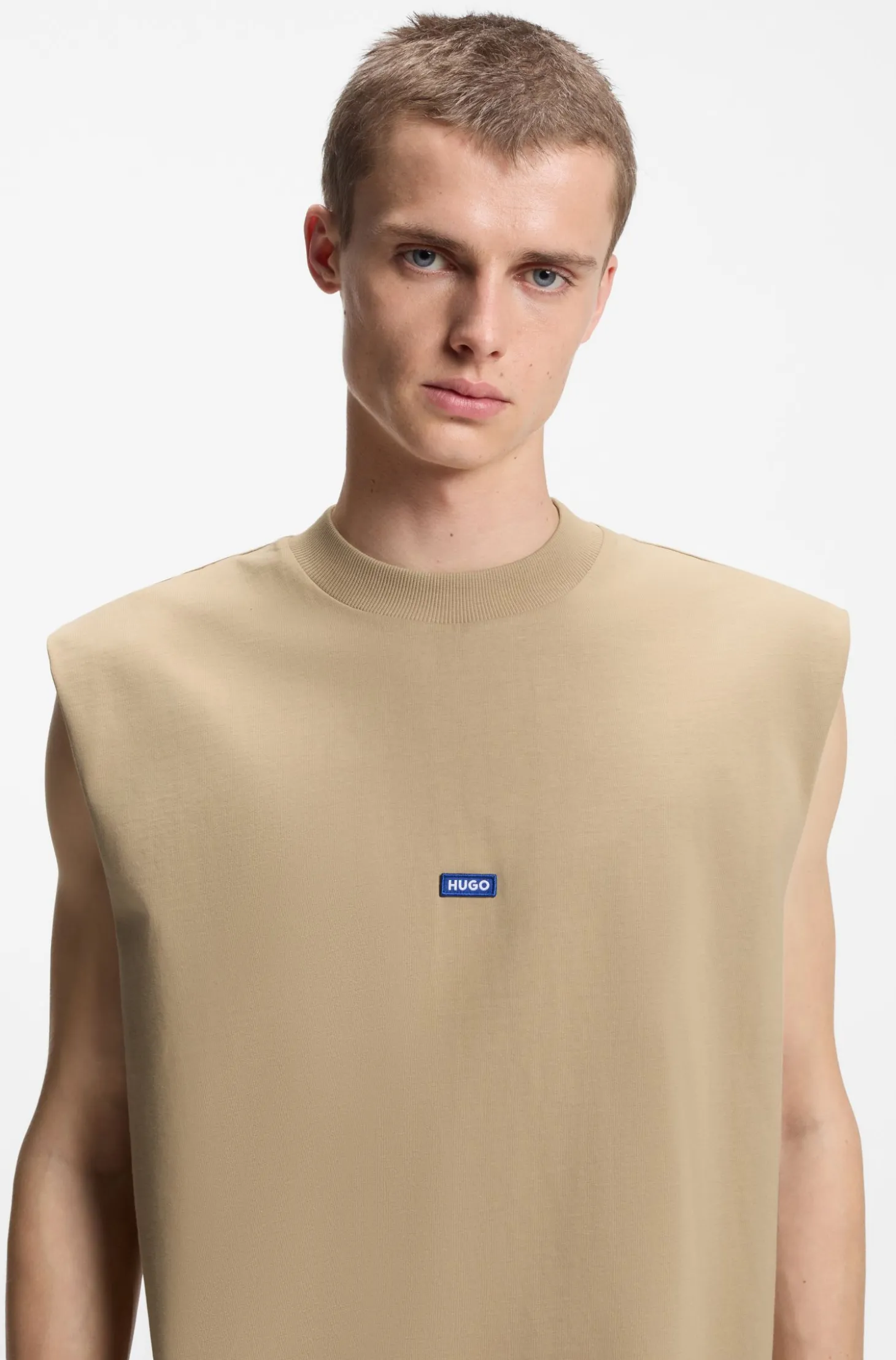 Ärmelloses T-Shirt aus Baumwolle mit Logo-Patch