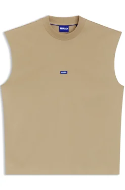Ärmelloses T-Shirt aus Baumwolle mit Logo-Patch