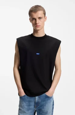 Ärmelloses T-Shirt aus Baumwolle mit Logo-Patch