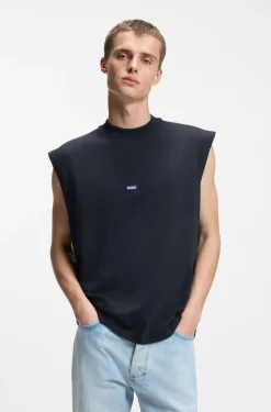 Ärmelloses T-Shirt aus Baumwolle mit Logo-Patch