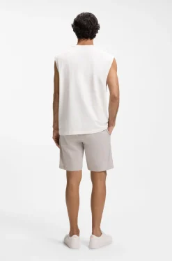 Ärmelloses T-Shirt aus elastischer Baumwolle mit Slub-Effekt