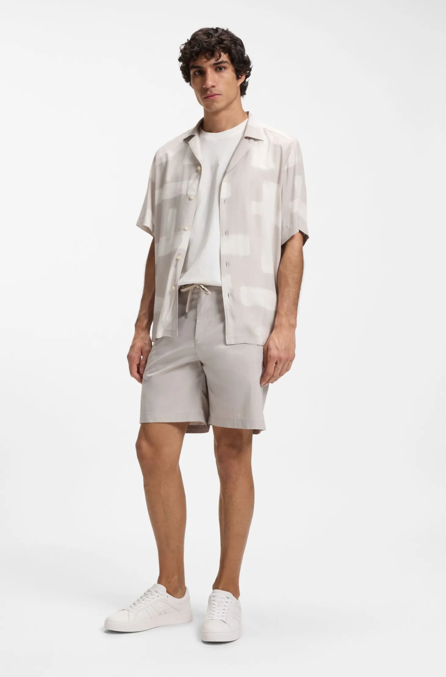 Ärmelloses T-Shirt aus elastischer Baumwolle mit Slub-Effekt
