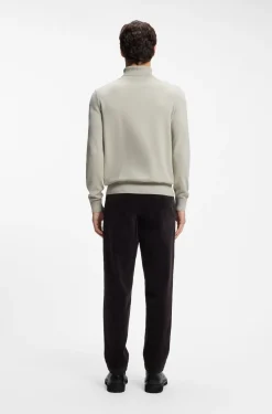 Rollkragenpullover aus Baumwoll-Mix mit Kaschmir und Logo-Aufnäher