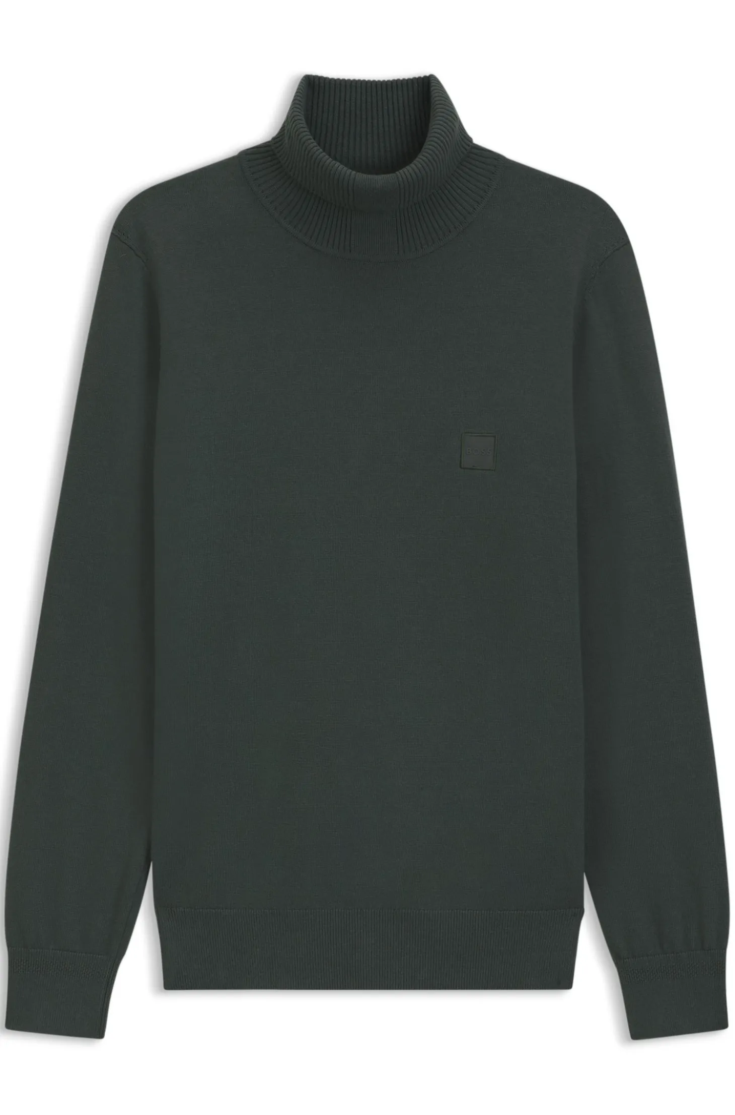 Rollkragenpullover aus Baumwoll-Mix mit Kaschmir und Logo-Aufnäher