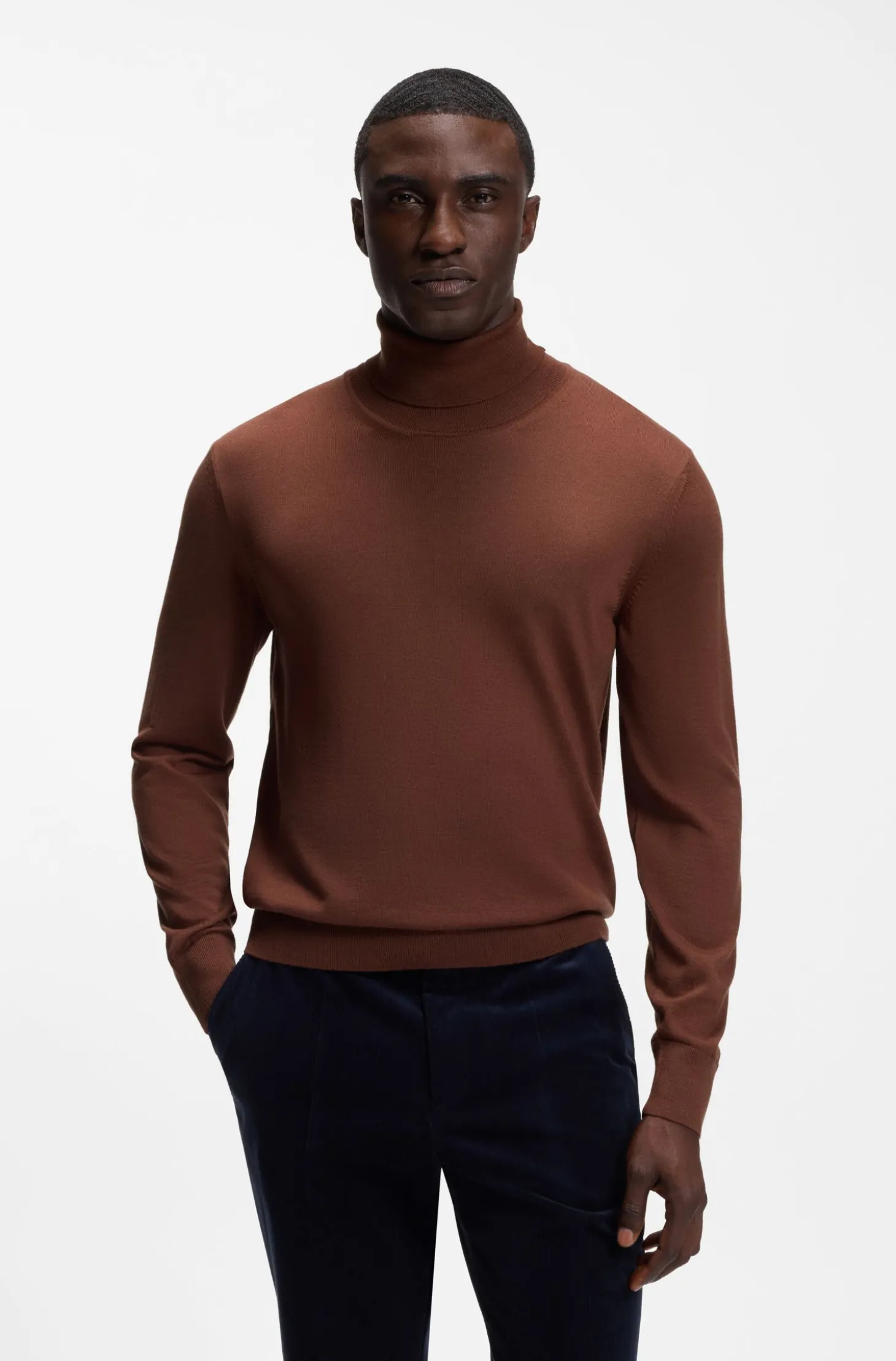 Rollkragenpullover aus extrafeiner Merinowolle