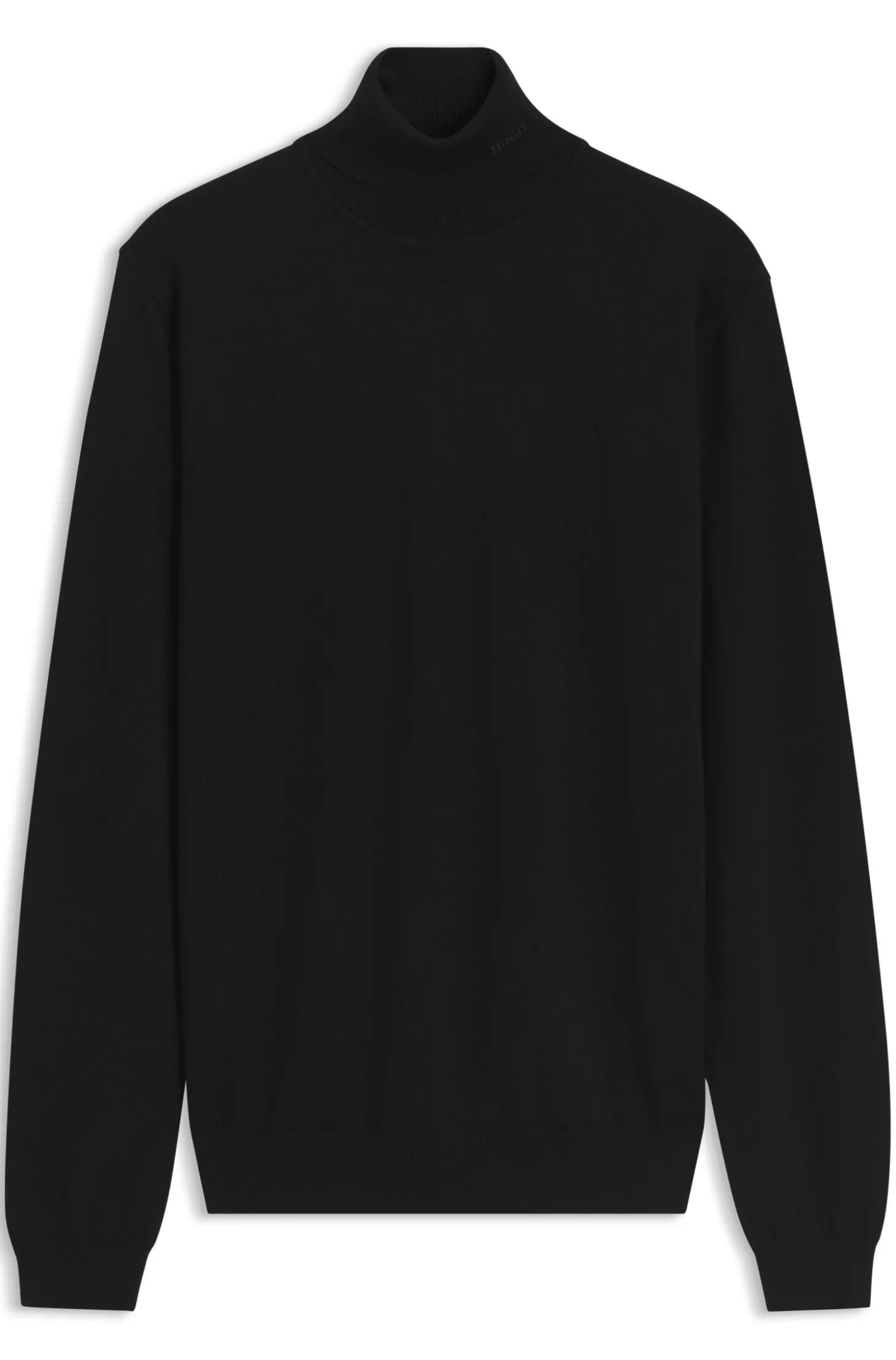 Rollkragenpullover aus Merinowolle mit Logo-Stickerei