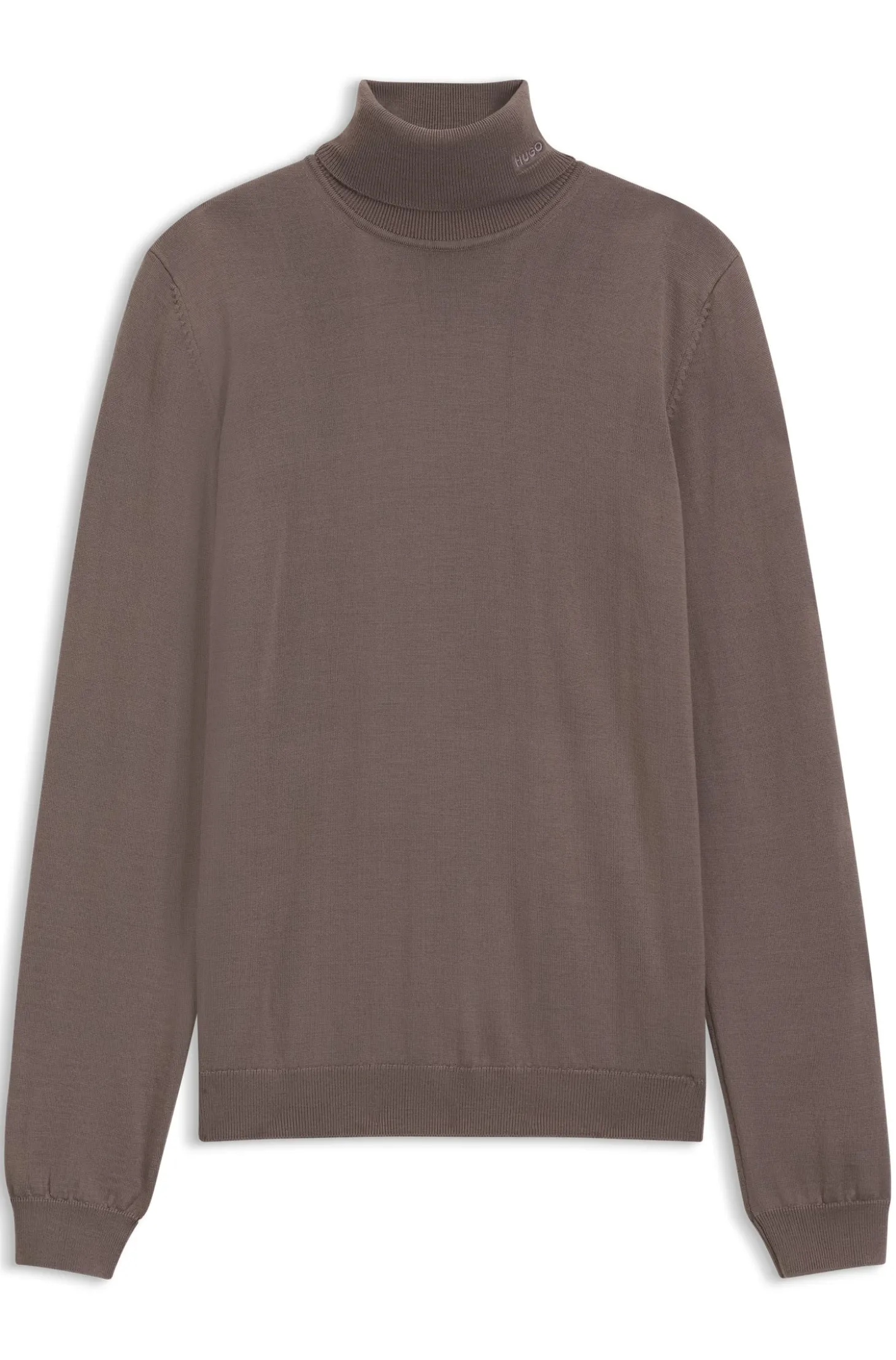 Rollkragenpullover aus Merinowolle mit Logo-Stickerei