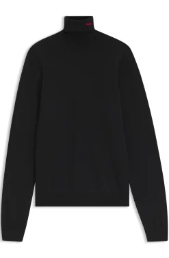 Rollkragenpullover aus Merinowolle mit Logo-Stickerei