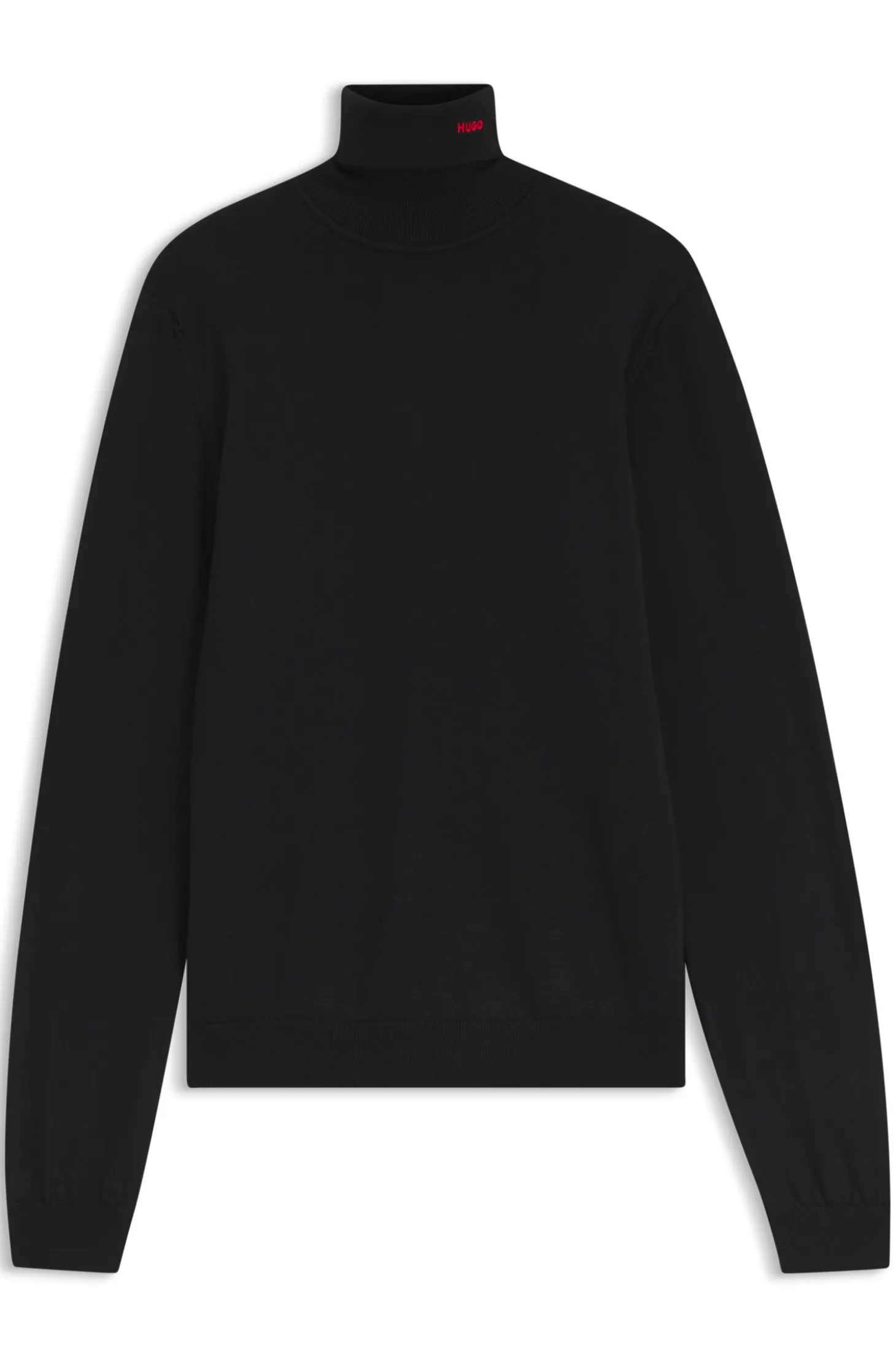 Rollkragenpullover aus Merinowolle mit Logo-Stickerei