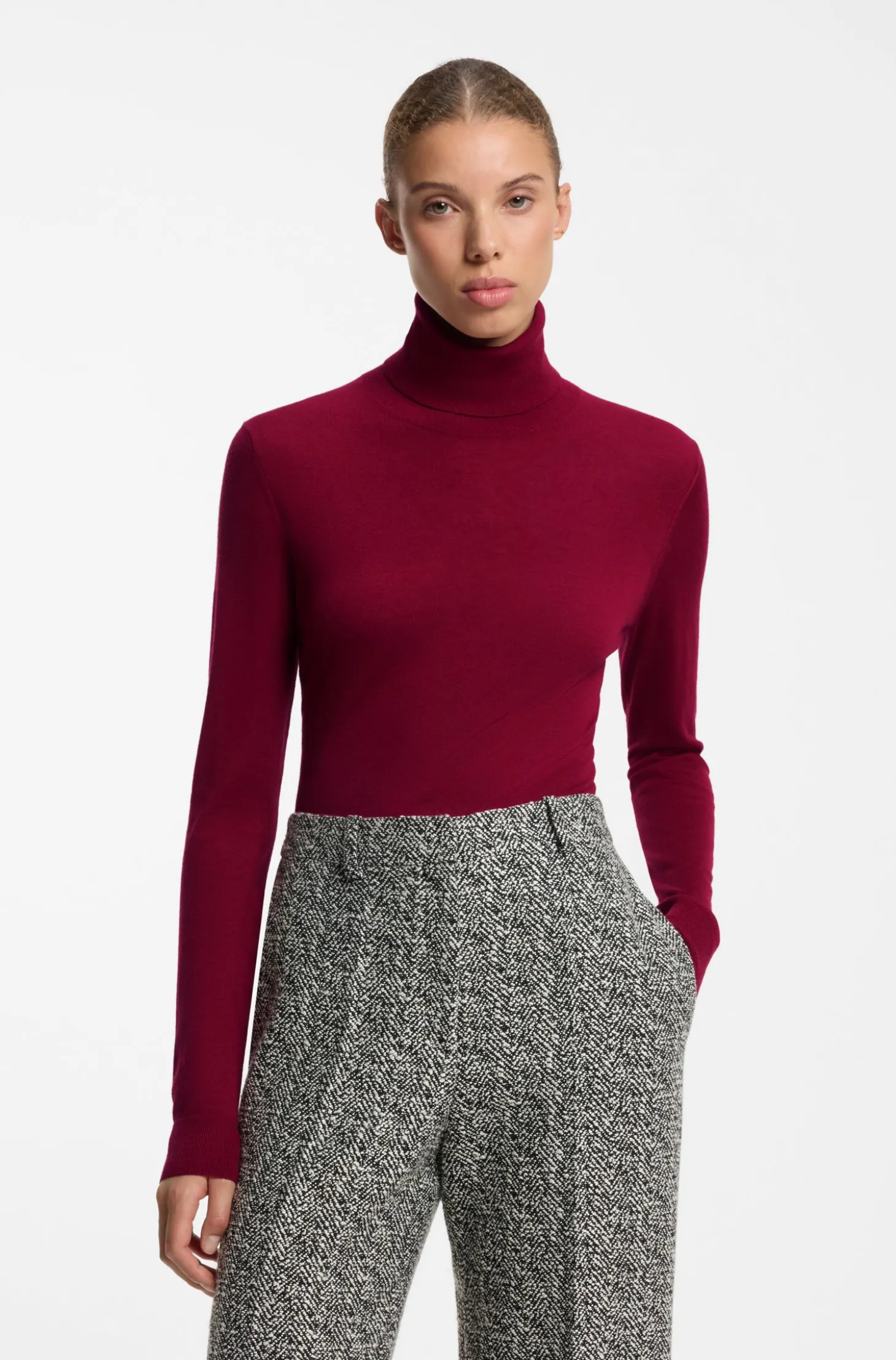 Rollkragenpullover aus Woll-Mix mit Kaschmir