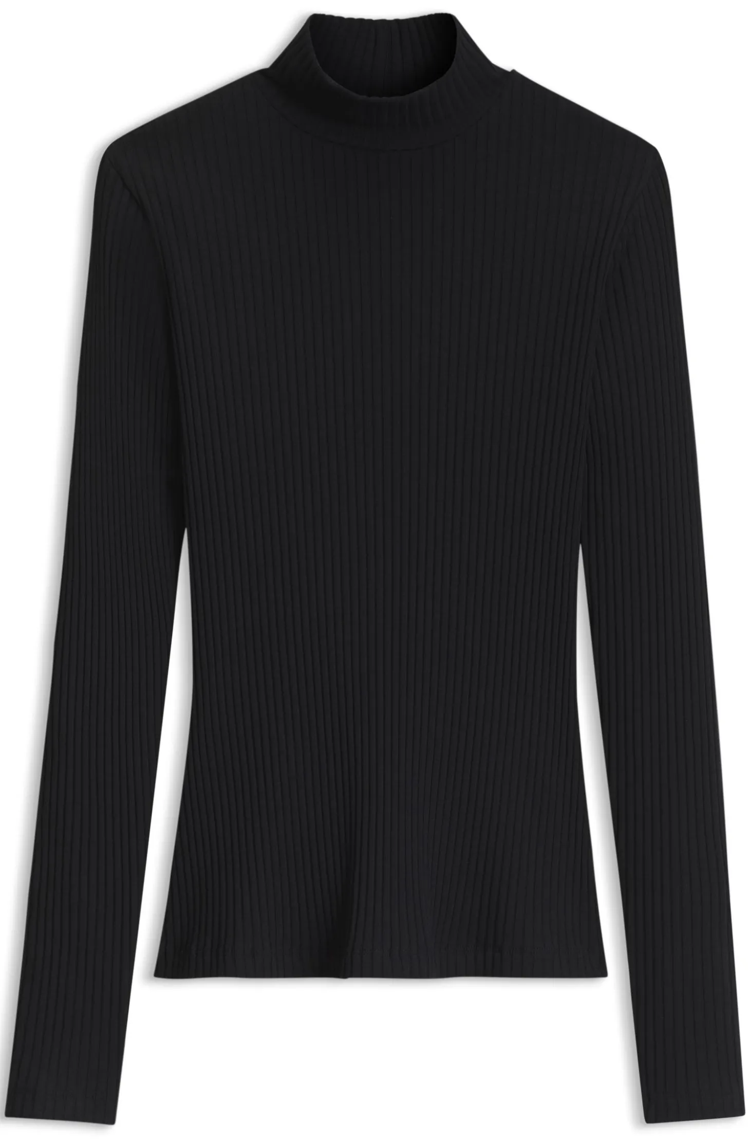 Rollkragentop aus geripptem Stretch-Jersey mit metallenem Logo