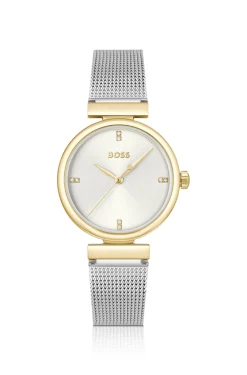 Rosehill goldfarbene Uhr mit silberfarbenem Mesh-Armband