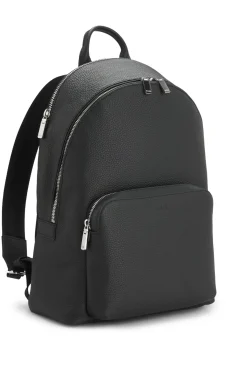 Rucksack aus genarbtem italienischem Leder mit geprägtem Logo