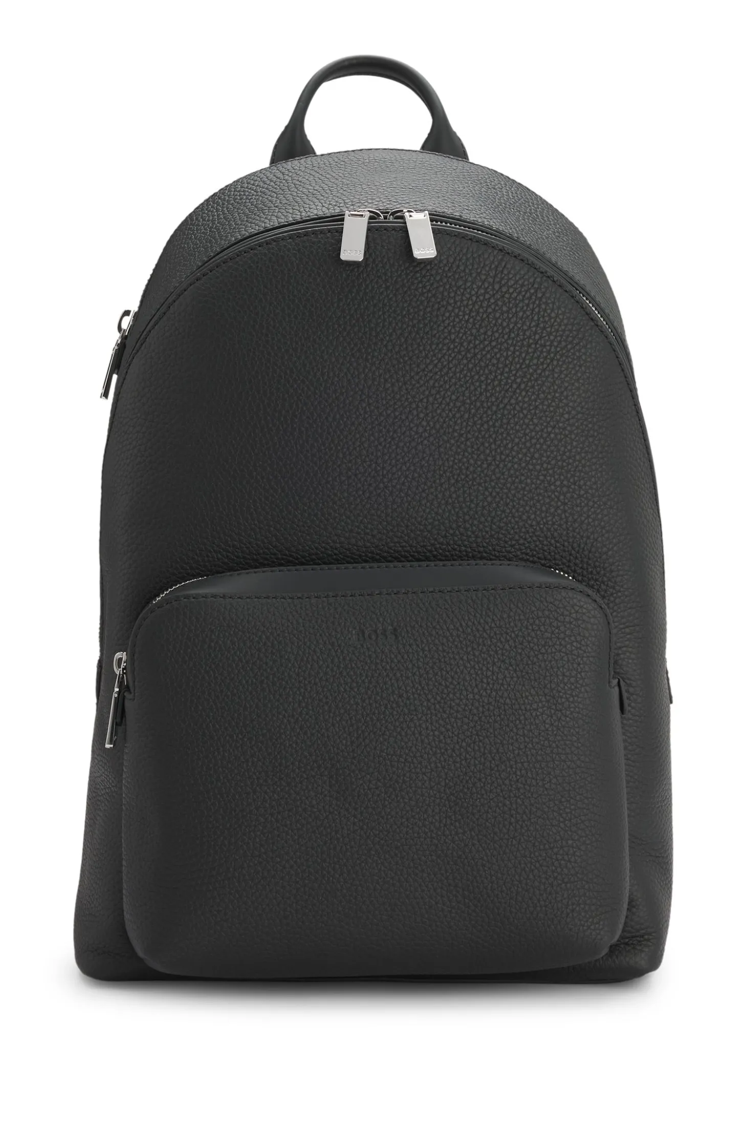 Rucksack aus genarbtem italienischem Leder mit geprägtem Logo