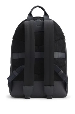 Rucksack aus genarbtem italienischem Leder mit geprägtem Logo