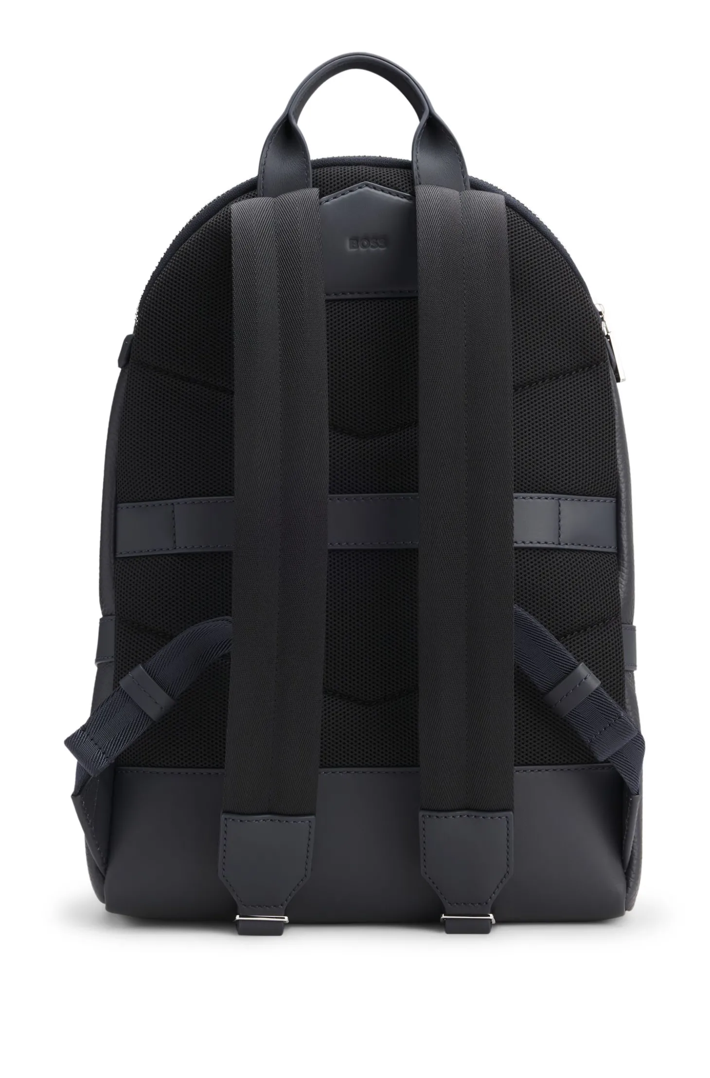 Rucksack aus genarbtem italienischem Leder mit geprägtem Logo