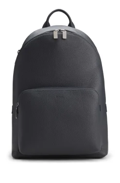 Rucksack aus genarbtem italienischem Leder mit geprägtem Logo