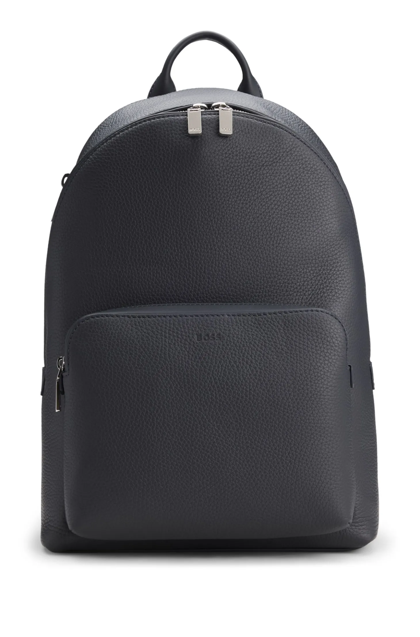Rucksack aus genarbtem italienischem Leder mit geprägtem Logo
