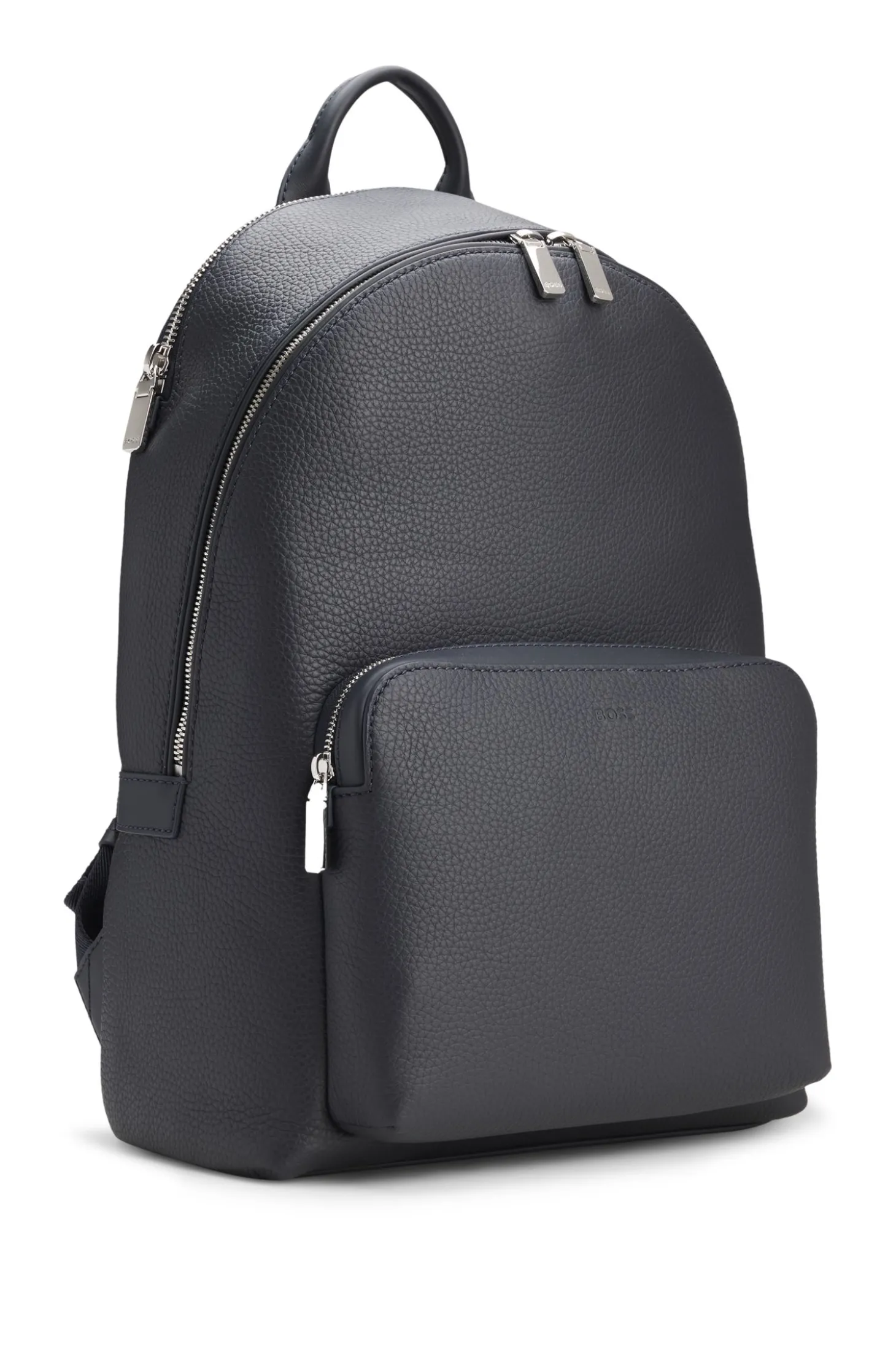 Rucksack aus genarbtem italienischem Leder mit geprägtem Logo