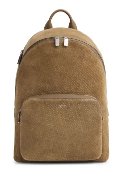 Rucksack aus Veloursleder mit Monogramm-Prägung
