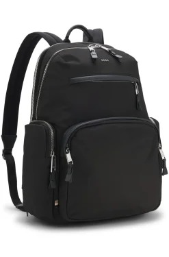 Rucksack mit mehreren Fächern und Lederbesätzen