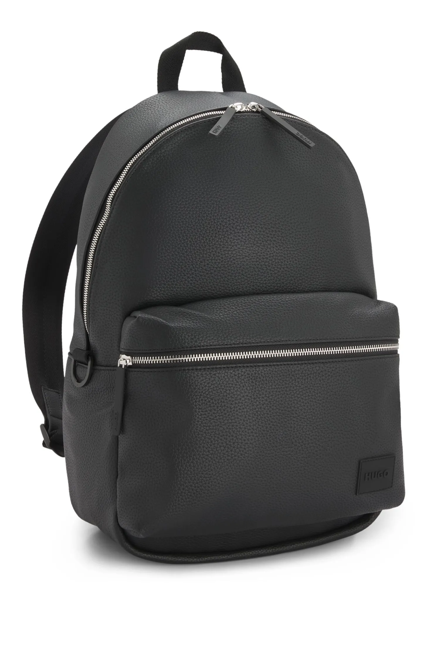 Rucksack mit Reißverschluss und Logo-Aufnäher aus Gummi